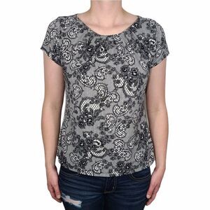 Worthington Black and White Floral Blouse